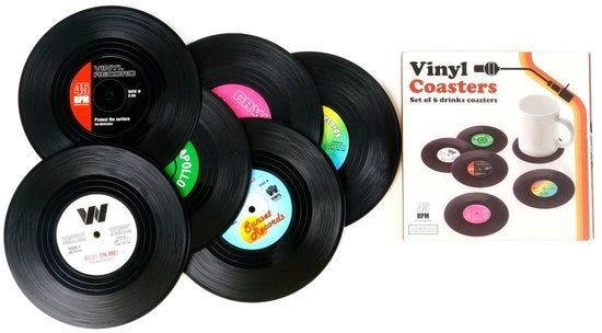Impianto di supporto da 6 pezzi - Dischi in vinile - Protezione per tavolo - Assorbimento di shock - Per bevande calde/fredde - 10,5 cm - Tappetino di protezione