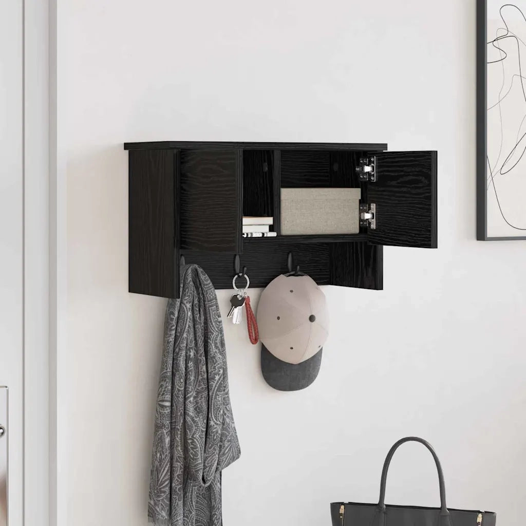 vidaXL Appendiabiti a muro con lo scaffale Rovere nero 50 x 20 x 30 cm