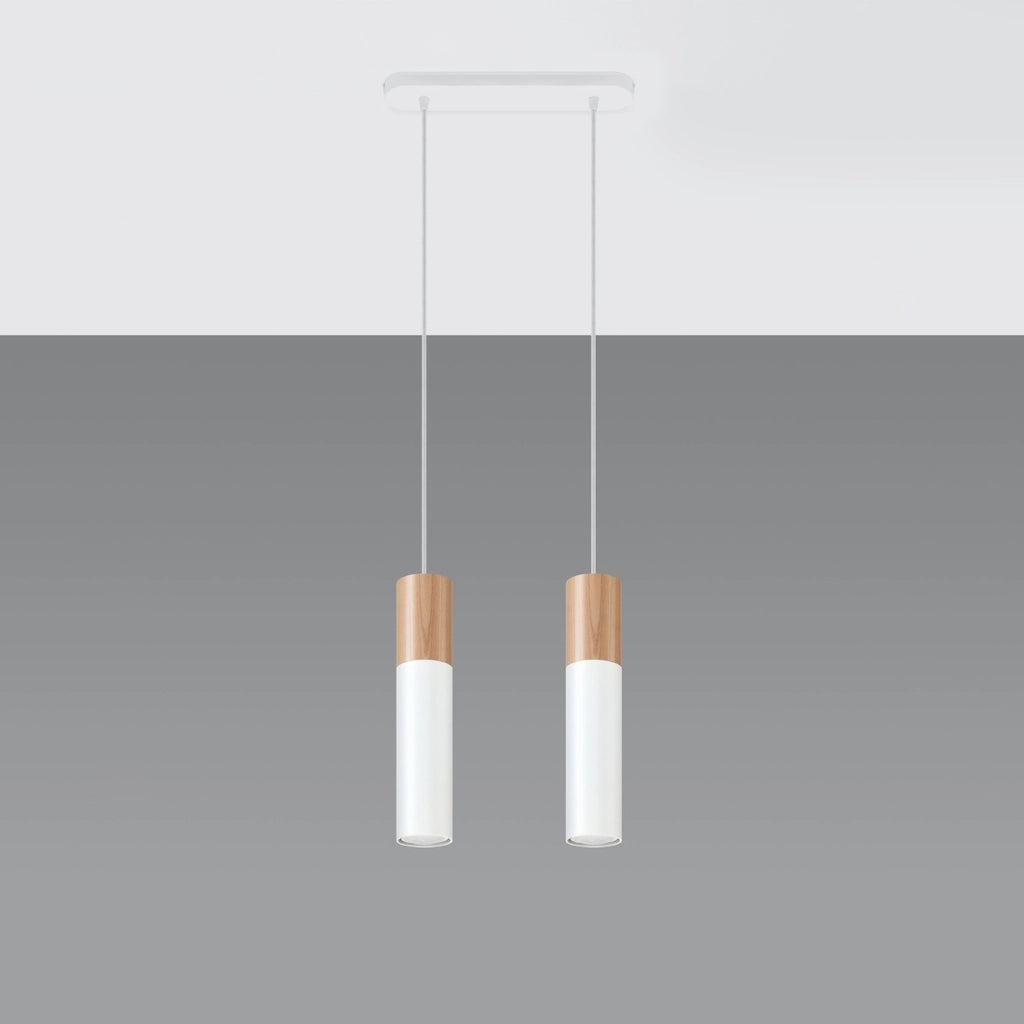 Lampada sospensione MARCOS 2 bianca legno Pure Lume