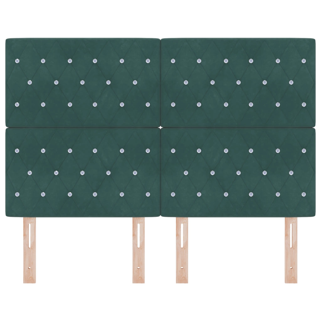 Testiera con bottoni in cristallo trapuntati Verde Scuro 140 cm Velluto
