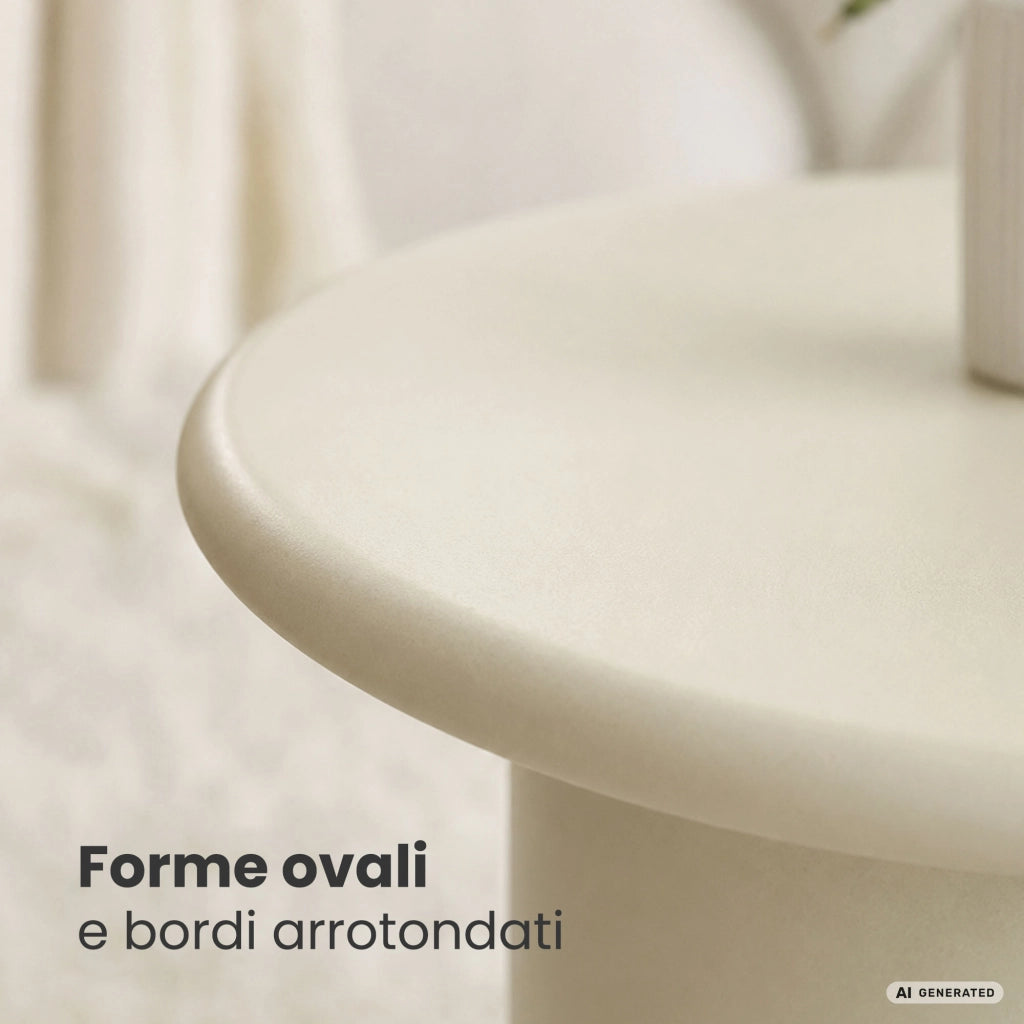Tavolino da salotto rotondo MONO 30 cm crema con base cilindrica