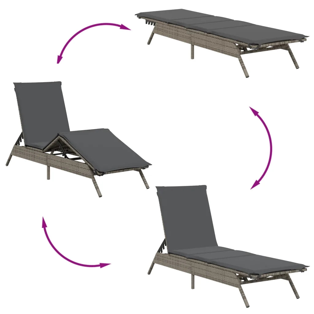 Lettini Prendisole 2 pz con Tavolino Grigio in Polyrattan 4002712
