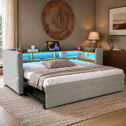 Divano letto estraibile 90/180x190 cm con LED e prese