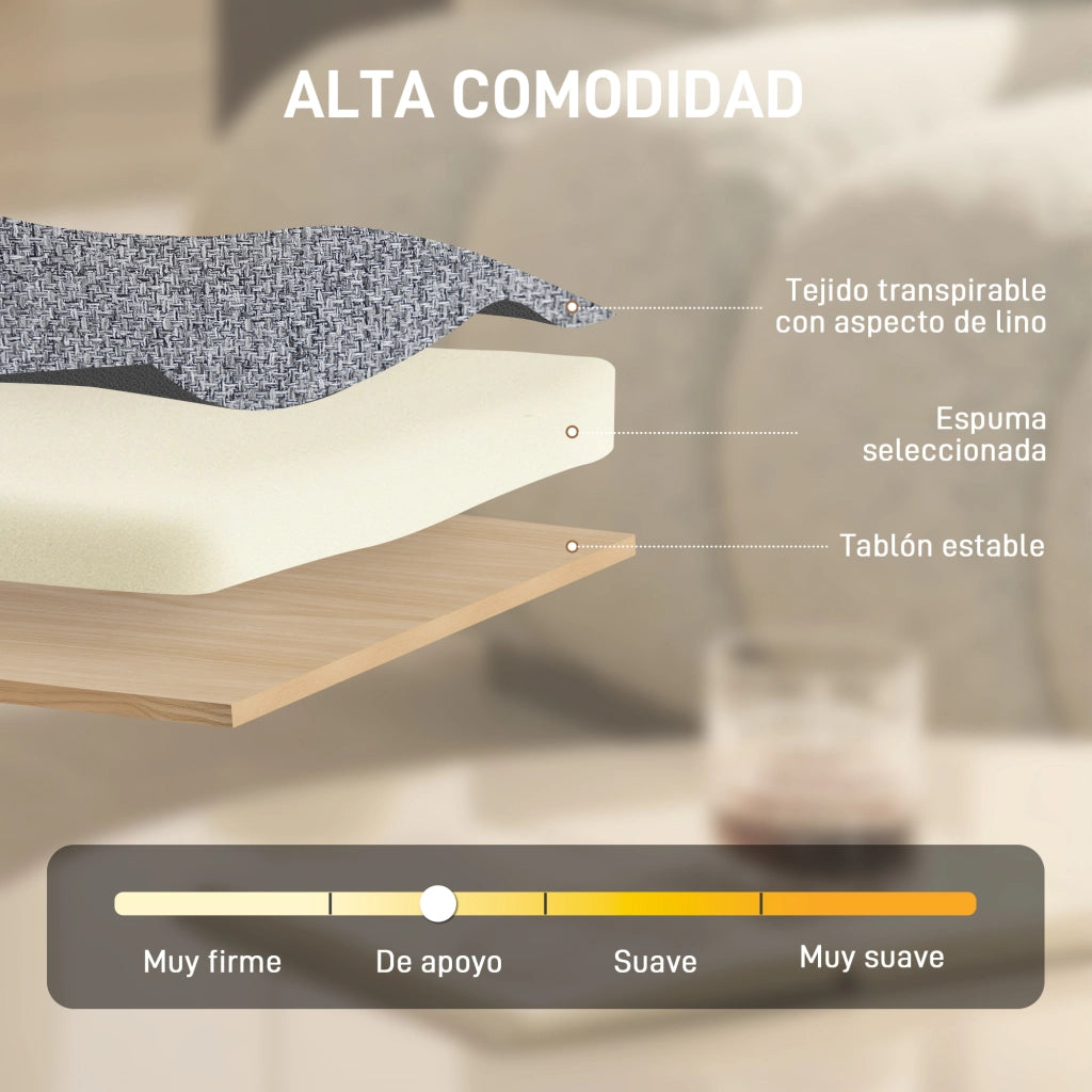 Poltrona Girevole Regolabile in Altezza ¨C Zephmum ¨C Tessuto Lino Grigio Chiaro Base Metallo