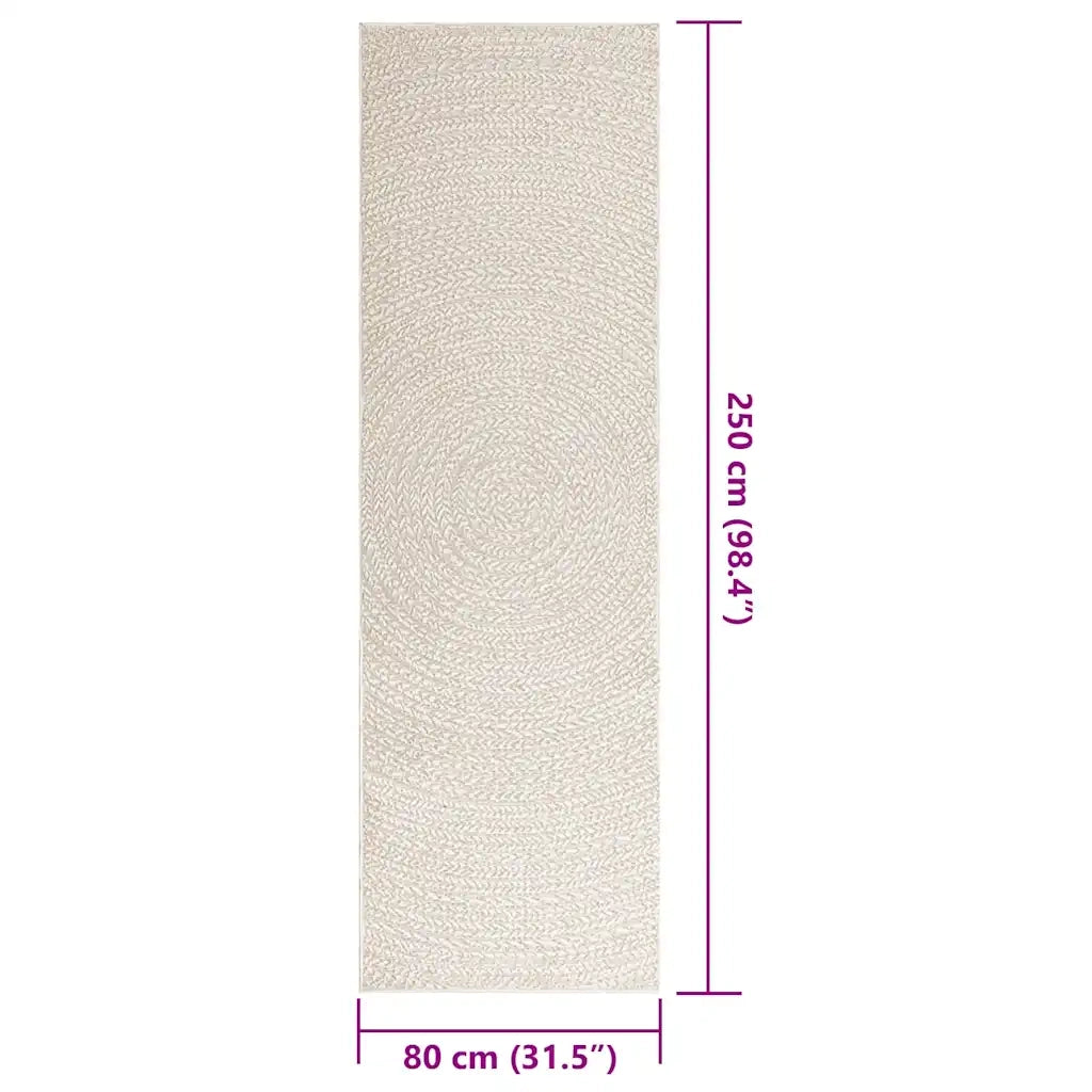 Tappeto ZIZUR Crema 80x250 cm Aspetto Iuta Interni ed Esterni 4010374