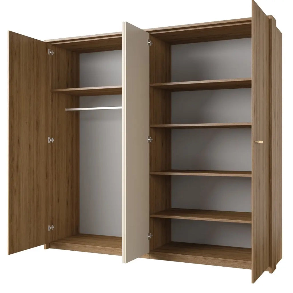 Camera completa VERTIGO – Letto contenitore 180x200, 2 comodini, armadio 4 porte + cornice design