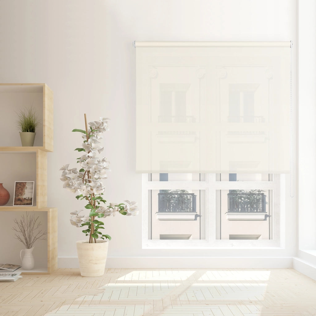 VIEWTEX Tenda a rullo Screen  10% Grado di apertura Lino bianco 180 x 190 cm - Made in Europe - 5 anni di garanzia