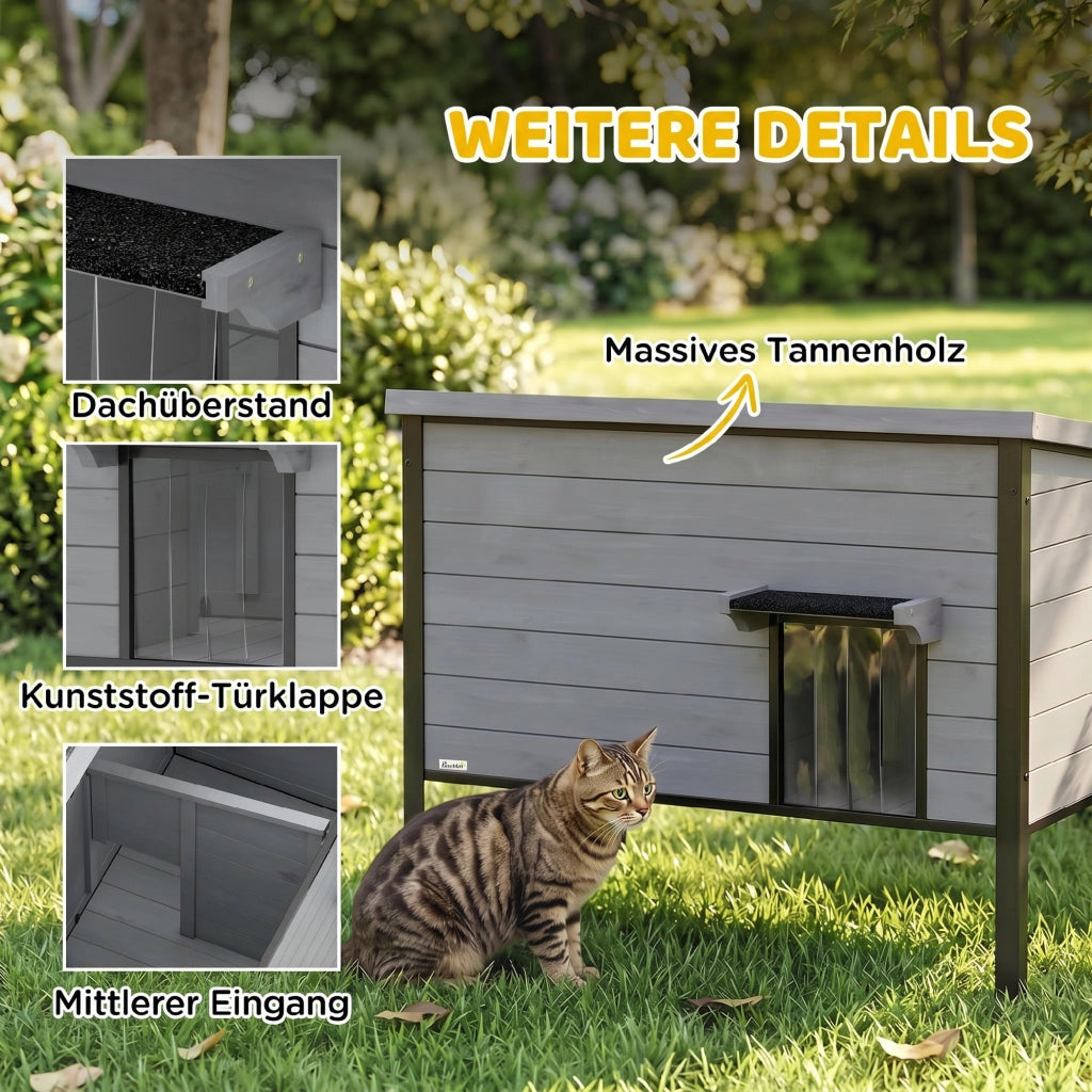 Casetta per Gatti Esterno ¨C zephmum ¨C 85x55x70 cm Grigio Chiaro