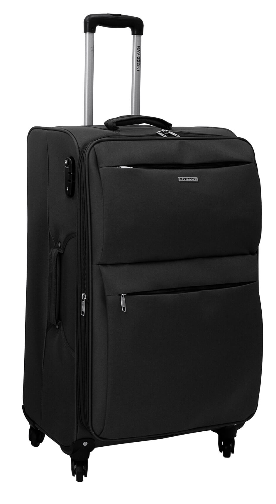 Set 3 Valigie Trolley Morbide in Poliestere 4 Ruote TSA Ravizzoni Singapore Nero