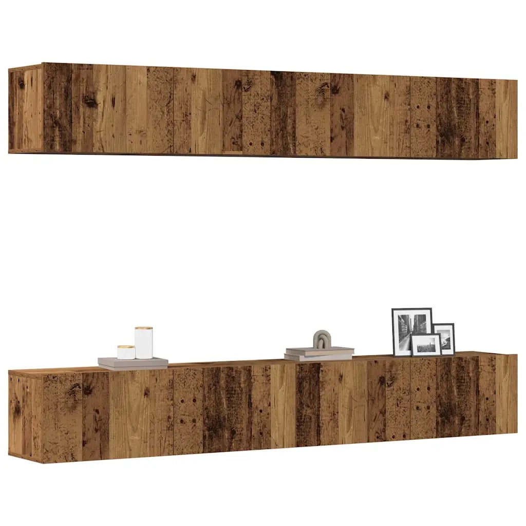 Set di 4 mobili porta TV a parete Legno Antico 100x30x30 cm 3328945