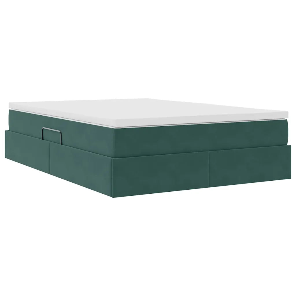 Letto con contenitore e materasso Verde Scuro 140 x 200 cm