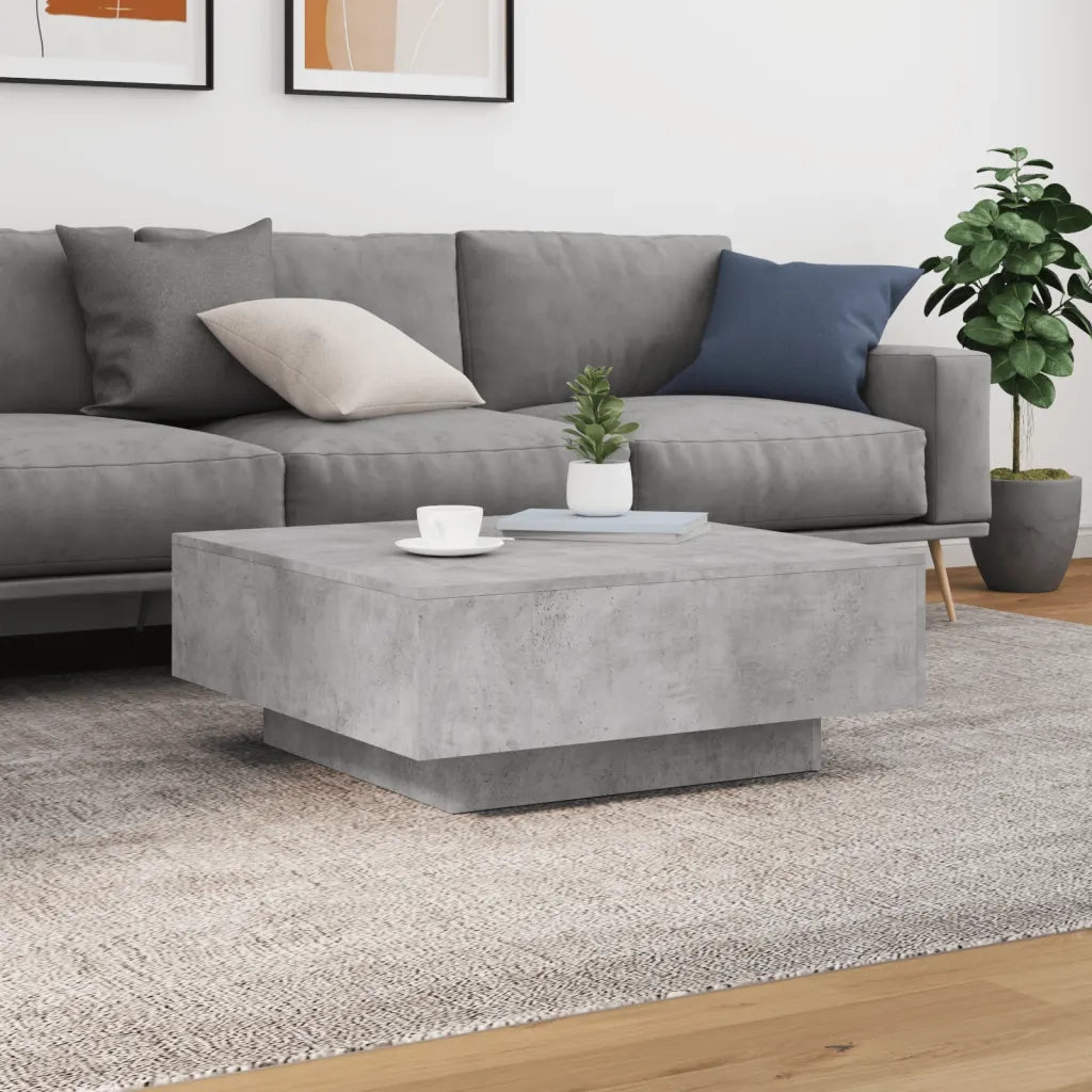 Tavolino Salotto Grigio Cemento 80x80x31 cm Legno Multistrato 836584