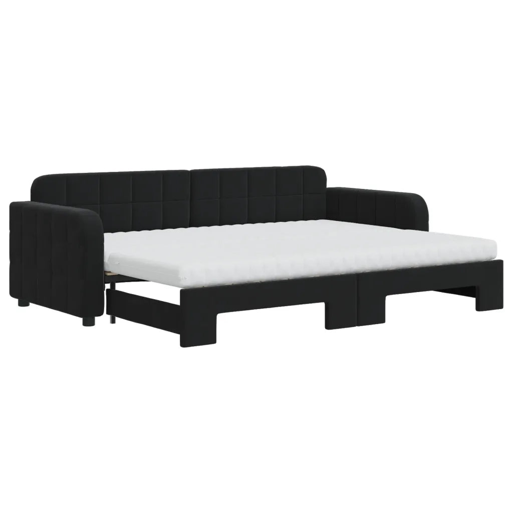 Divano Letto Estraibile con Materassi Nero 80x200 cm Velluto 3196950