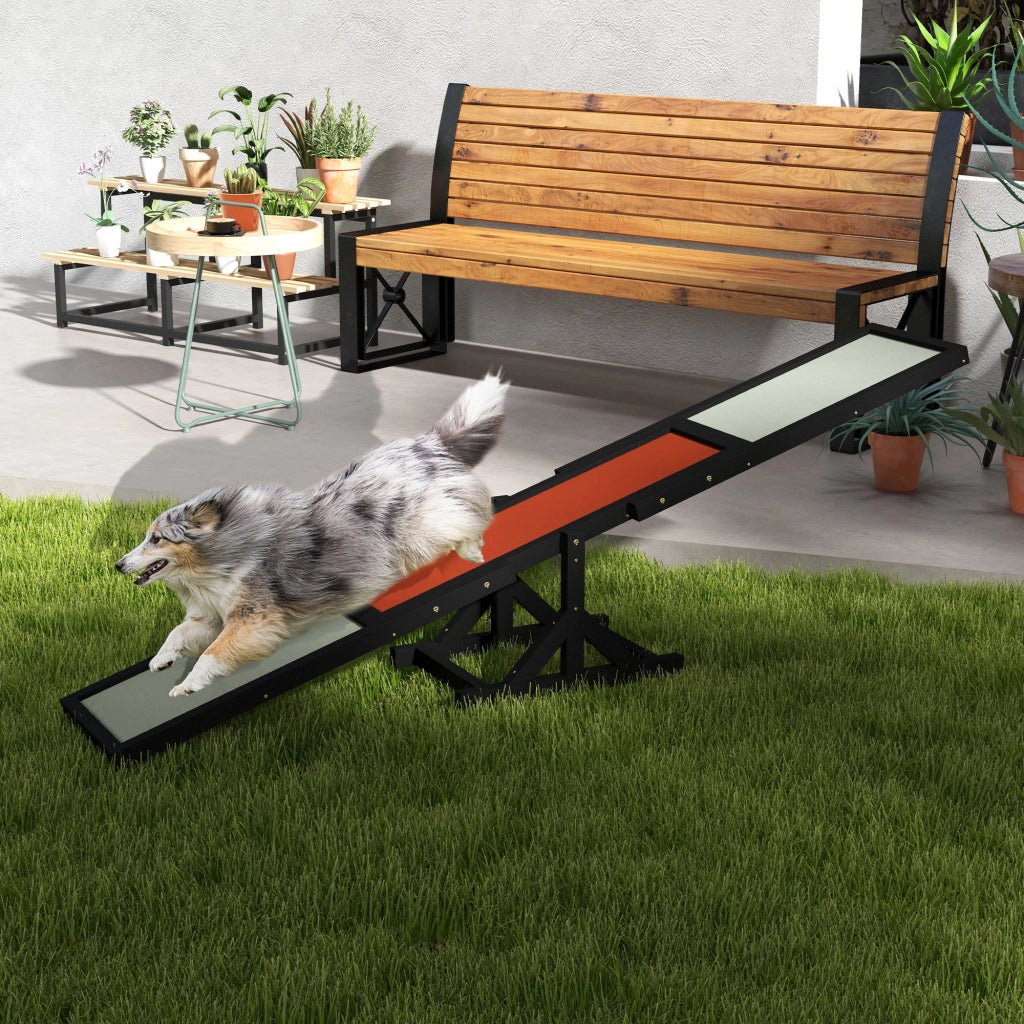 Attrezzatura Agility per Cani Altalena ¨C Xylo ¨C Legno Abete Antiscivolo Grigio Nero