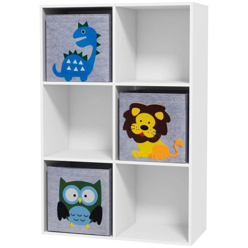 Libreria per bambini con 6 cubi contenitori e 3 cassetti, bianco/grigio, 61,8 x 29,9 x 91,5 cm