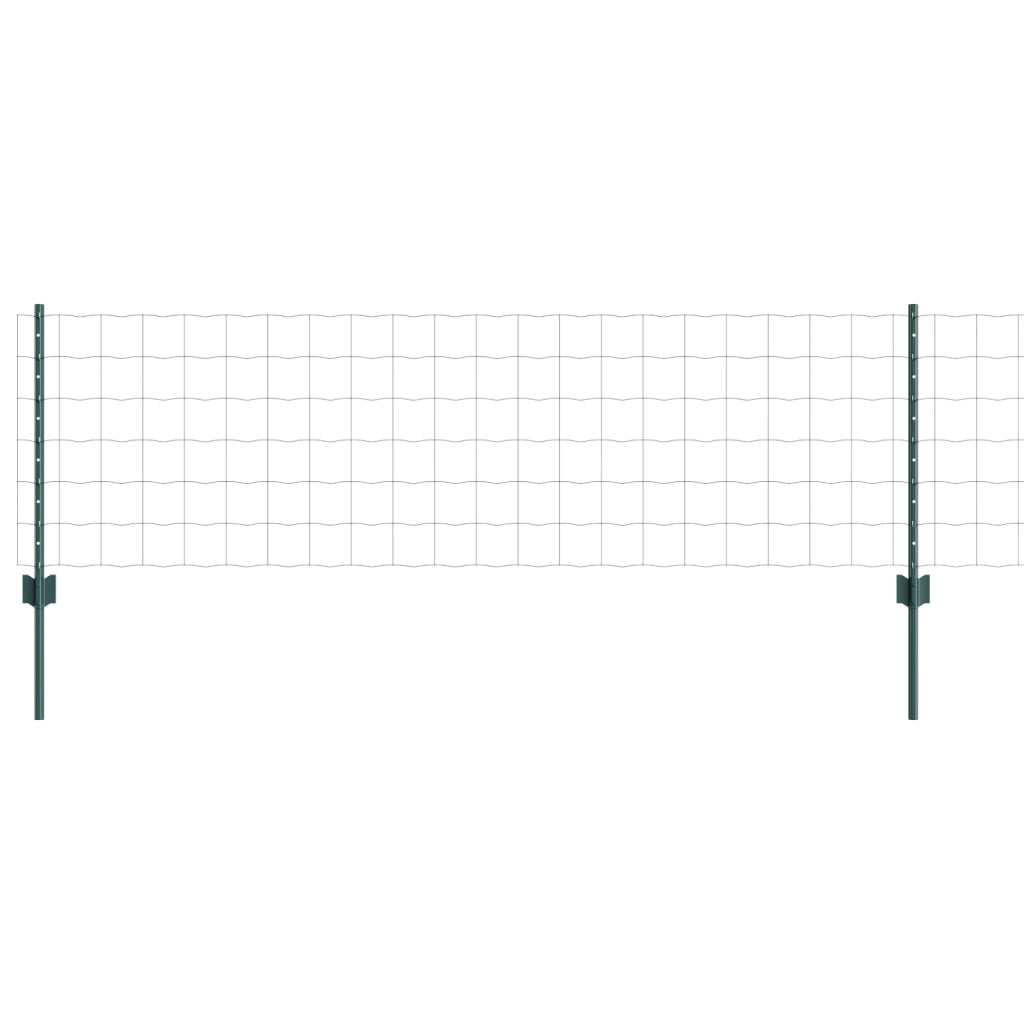 Recinzione Euro con 5 Pali a U Verde 0.6x10 m Acciaio