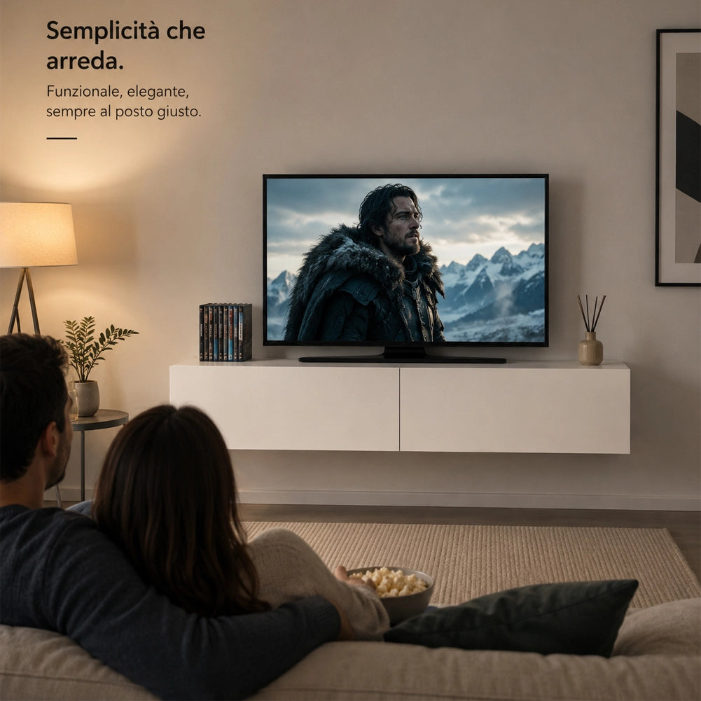 Mobile Porta Tv Sospeso da Salotto Mobiletto con 2 Cassetti Bianco 135x31.5x25cm