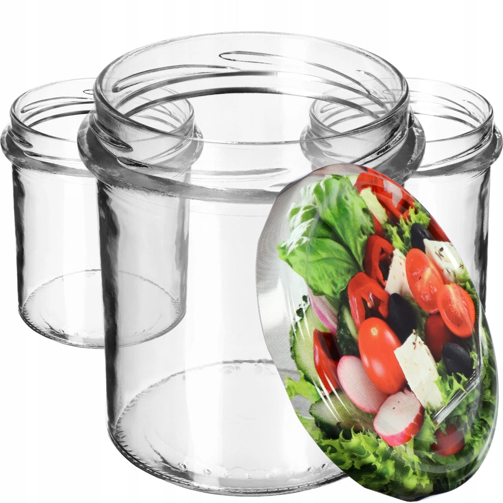 Barattoli di vetro KADAX Avila 350ml 50pz 82mm + coperchi "Fruit Mix"
