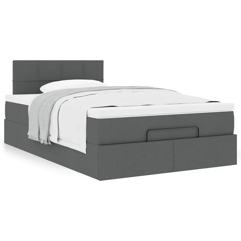 Pouf Letto con Materasso Grigio Scuro 120x200 cm in Tessuto 3311450