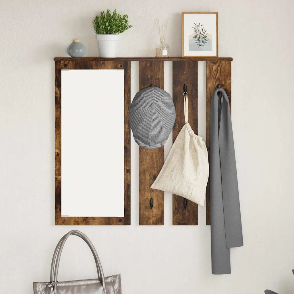 Appendiabiti a muro con lo scaffale Rovere fumo 84 x 10 x 80 cm 874495