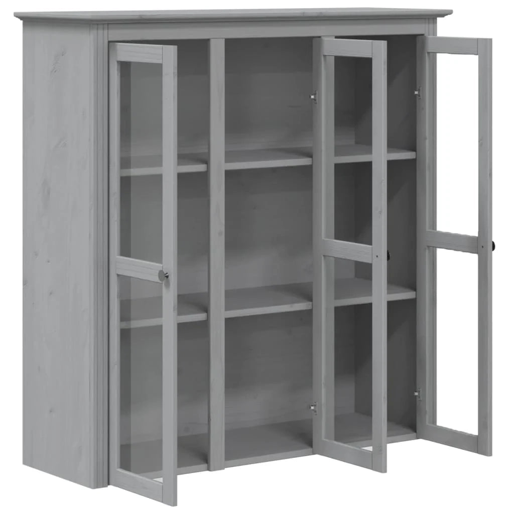 BODO 115,5 x 43 x 200,5 cm Mobiletto in legno massello di pino grigio cassettiera mobile contenitore organizer per cucina soggiorno salotto