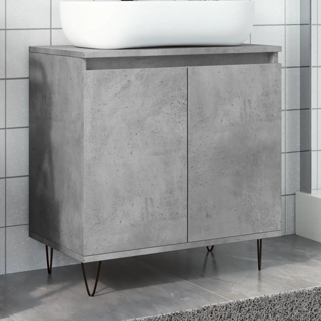 Armadietto da Bagno | Armadio da bagno Grigio Cemento 58x33x60cm Legno Multistrato