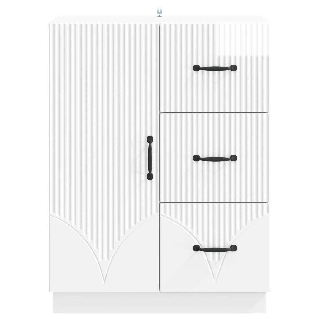 Credenza Bianco Lucido 66 x 34,5 x 87 cm Legno ingegnerizzato