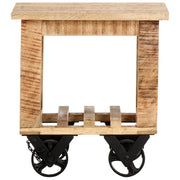 Tavolino Laterale con Ruote 40x40x42cm in Legno di Mango Grezzo 320936