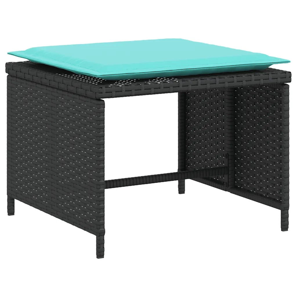 Poltrona da Giardino con Poggiapiedi in Polyrattan Nero