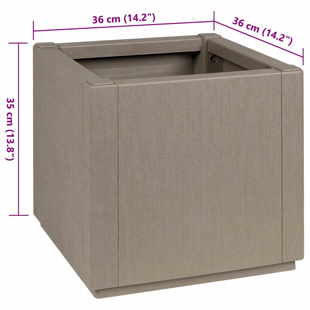Scatola per Fiori da Giardino Marrone Chiaro 36 x 36 x 35 cm PP 42006498