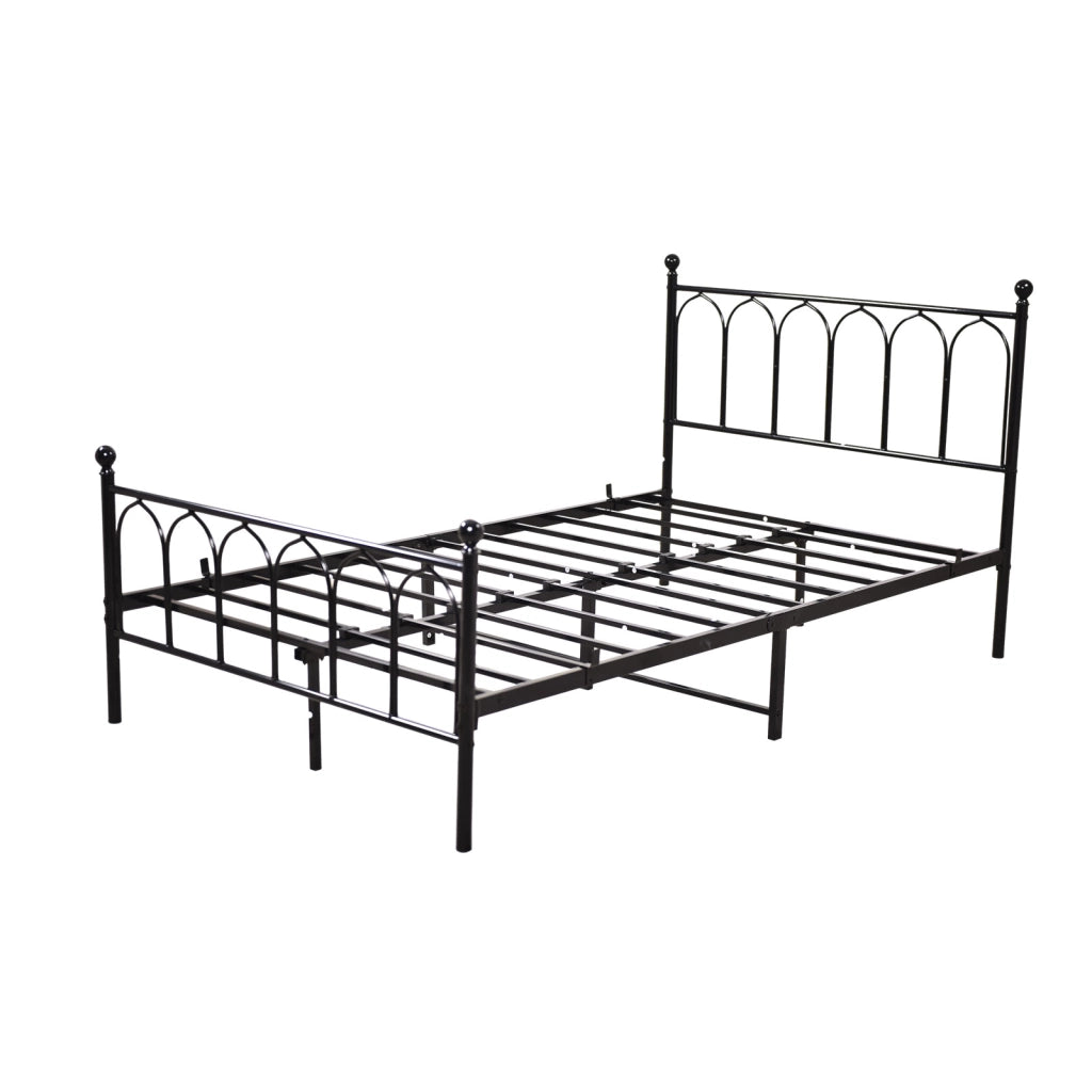 Letto in metallo nero 140x200 cm con rete a doghe e spazio contenitivo