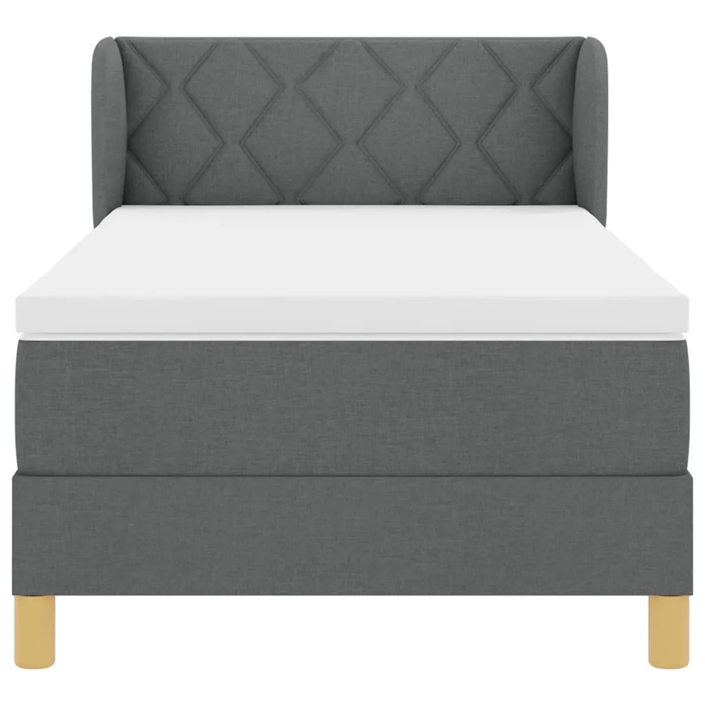 Letto a molle con materasso Grigio scuro 100 x 200 cm Tessuto 3340263