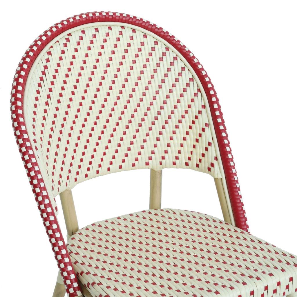 Sedia da giardino in rattan rosso e alluminio