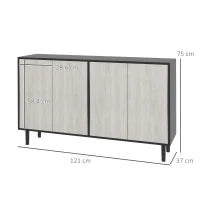 Credenza Moderna con 2 Armadietti e 4 Ante con Apertura a Pressione, 121x37x75cm, Nero