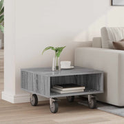 Tavolino con Ruote Grigio Sonoma 50,5 x 50 x 30 cm