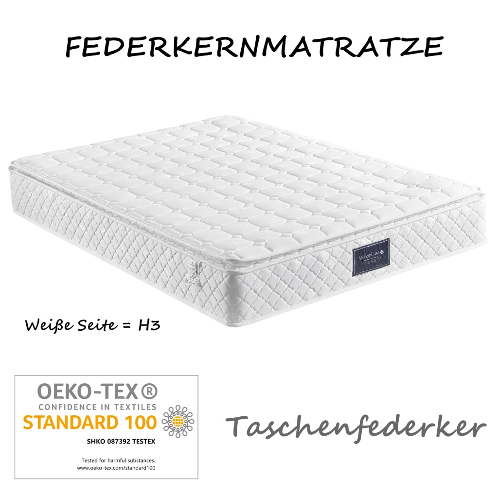 OKWISH Letto con Cassetti 140×200 cm, Letto Matrimoniale con 4 Cassetti, USB, Type-C, LED e Testiera Regolabile, con Materasso