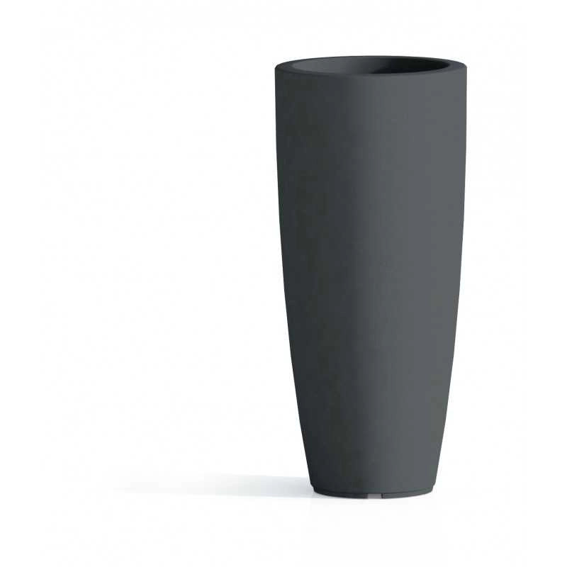 Vaso alto moderno di design Ø33 H70 in polimero antracite resistente per interno ed esterno - Made in Italy - Monacis