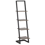 Libreria Legno Nero e Legno Scuro Ripiani in Legno Struttura in Metallo Scaffale Autoportante Design Moderno