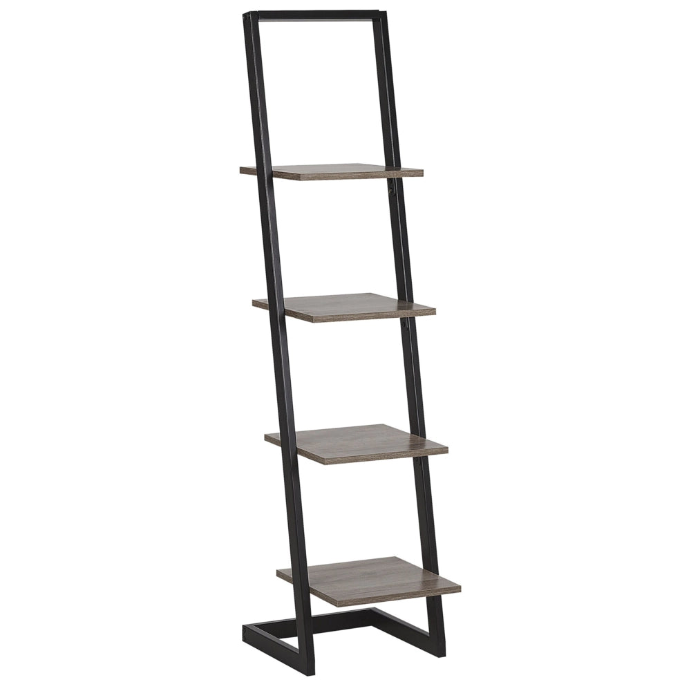 Libreria Legno Nero e Legno Scuro Ripiani in Legno Struttura in Metallo Scaffale Autoportante Design Moderno
