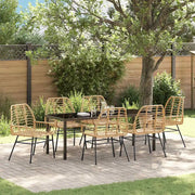 Set da Pranzo per Giardino 7 pcs Marrone polyrattan 3380853