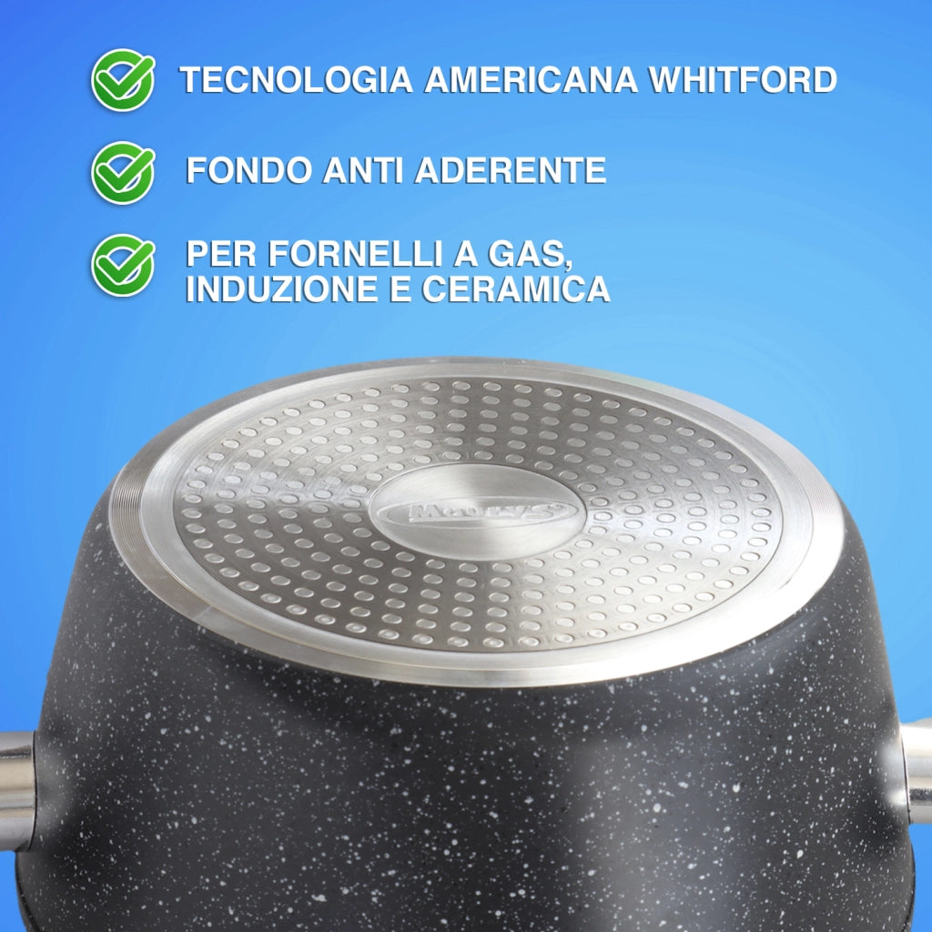 MAURY’S MAXISTONE TITANIUM CASSERUOLA 22 CM ANTIADERENTE IN ALLUMINIO RINFORZATO