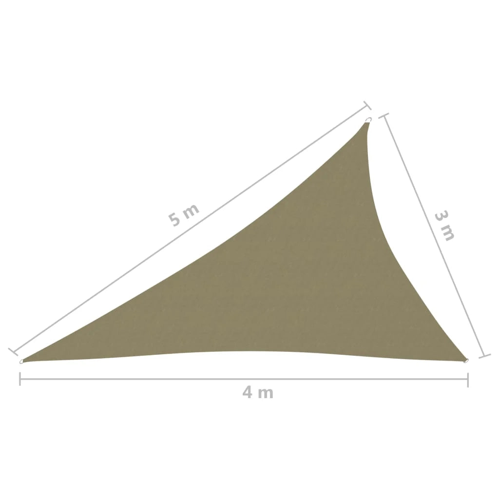 Vela ombreggiante triangolare in tessuto Oxford 3 x 4 x 5 m beige 02_0009843