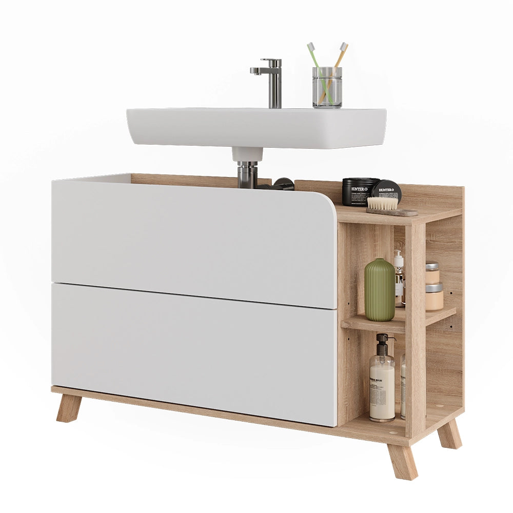 Vicco Mobiletto per lavabo Sonoma/Bianco 100 x 65 cm con 2 cassetti