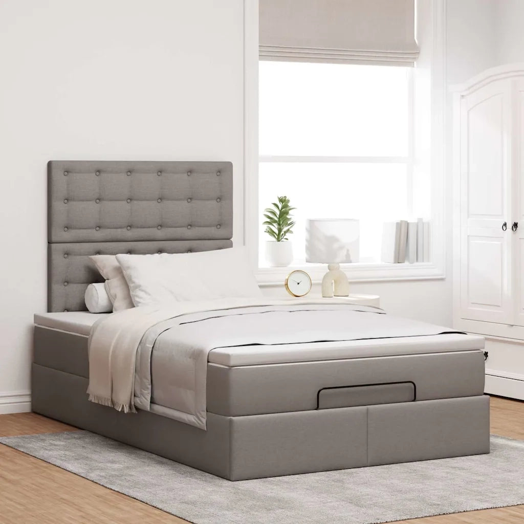 Struttura Letto Pouf con Materasso Tortora 120x200cm in Tessuto 3314166