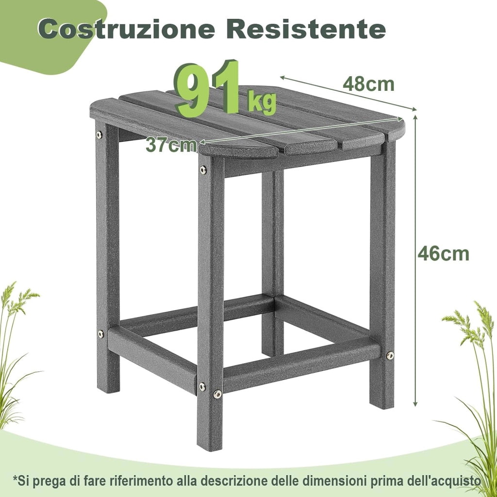 Set di 2 Tavolini Laterale Giardino, Tavolo Esterno Rettangolare in Legno, per Giardino Esterno Piscina, Portata 91 kg