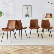 Sedie da Pranzo Set 4 Pezzi ¨C MINIMAL ¨C Tessuto Tecnico Marrone, Gambe in Metallo