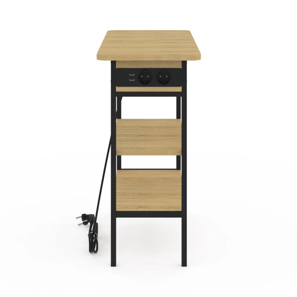 IDMarket - Tavolino DETROIT - comodino con ciabatta - design industriale