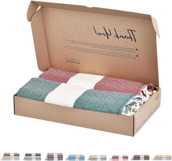 Fouta da bagno XXL 100 x 200 cm - set da 2 - ideale per hammam, bagno, sauna e spiaggia - dimensioni grandi 100 x 200 - 100% cotone - colore arancio e menta.