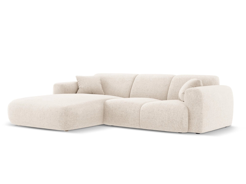 Cosmopolitan Design - Divano angolare sinistro "Nolio" 4 posti in ciniglia beige chiaro 