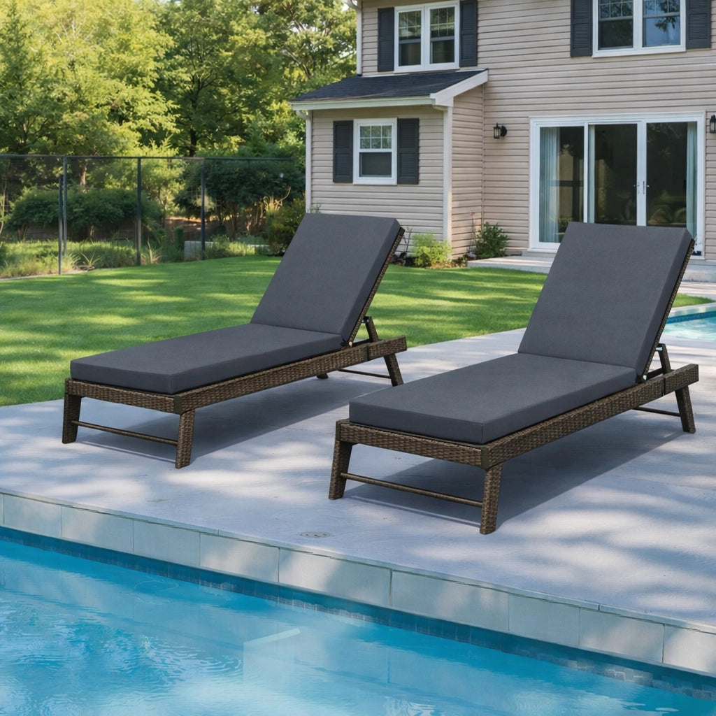 Set 2 Cuscini per Sedie a Sdraio da Giardino ¨C Xylo ¨C Grigio